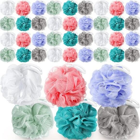 Bath Loofah Sponge Bulk 36 Pack Shower Pouf Mesh Exfoliating Body Scrubber - Picture 1 of 8